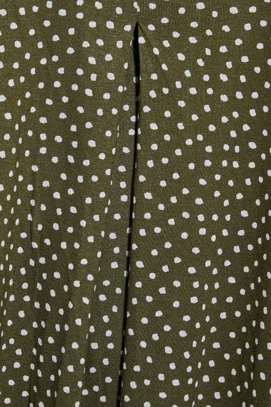 Plus Size Khaki Green Polka Dot V-Neck Top | Yours Clothing 4