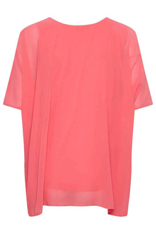 YOURS LONDON Plus Size Curve Coral Pink Cape Top | Yours Clothing 7