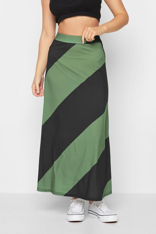 Petite  PixieGirl Green Diagonal Stripe Maxi Skirt
