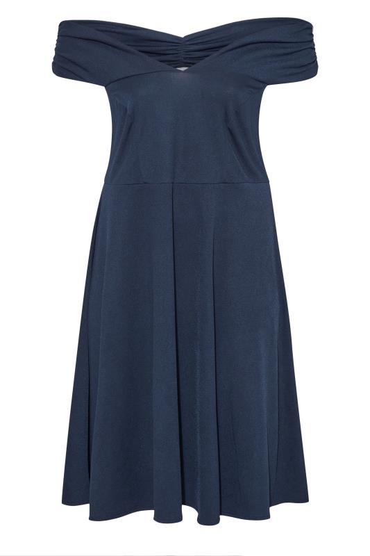 YOURS LONDON Plus Size Navy Blue Bardot Skater Dress | Yours Clothing 6