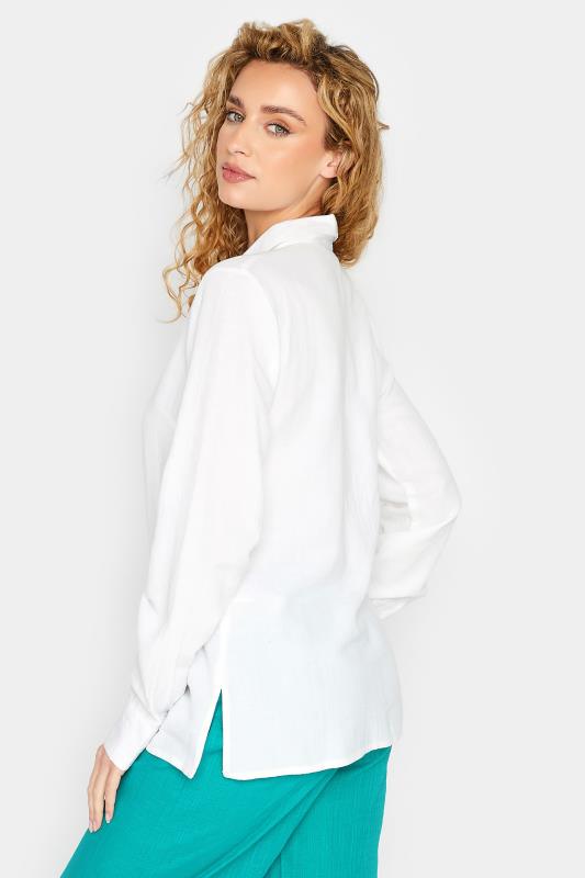 LTS Tall White Long Sleeve Linen Shirt | Long Tall Sally  3