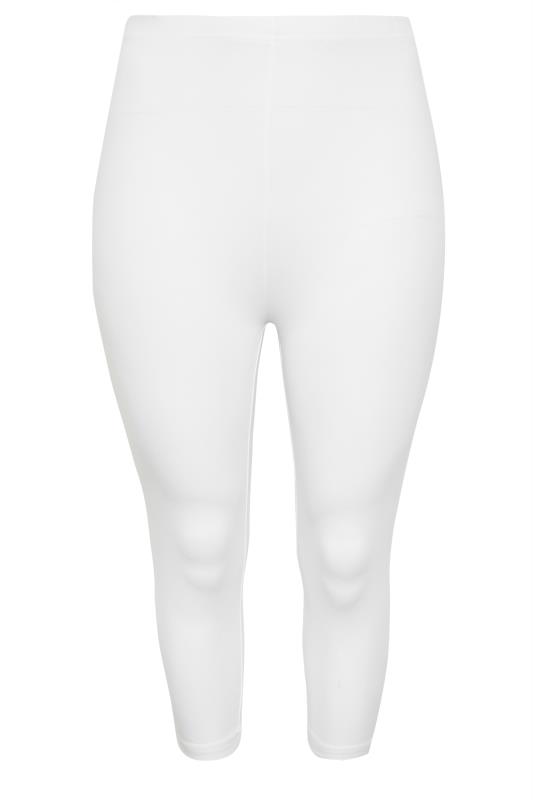 YOURS Curve Plus Size White Cropped Leggings | Yours Clothing  4