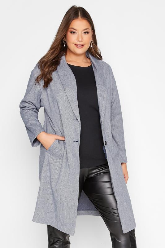 Plus Size Blue Twill Unlined Longline Jacket | Yours Clothing 2