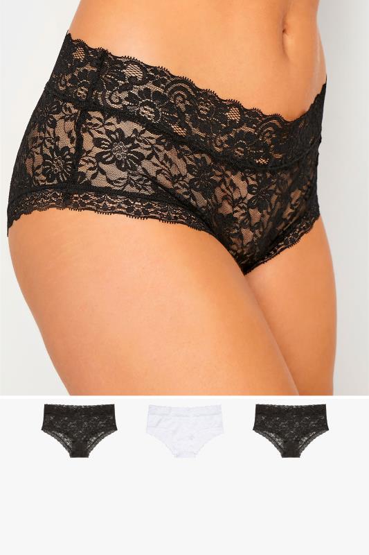  Grande Taille LTS 3 PACK Tall Black & White Floral Lace Shorts