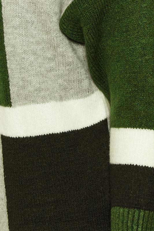 YOURS LUXURY Plus Size Green & White Colourblock Cardigan | Yours Clothing  6