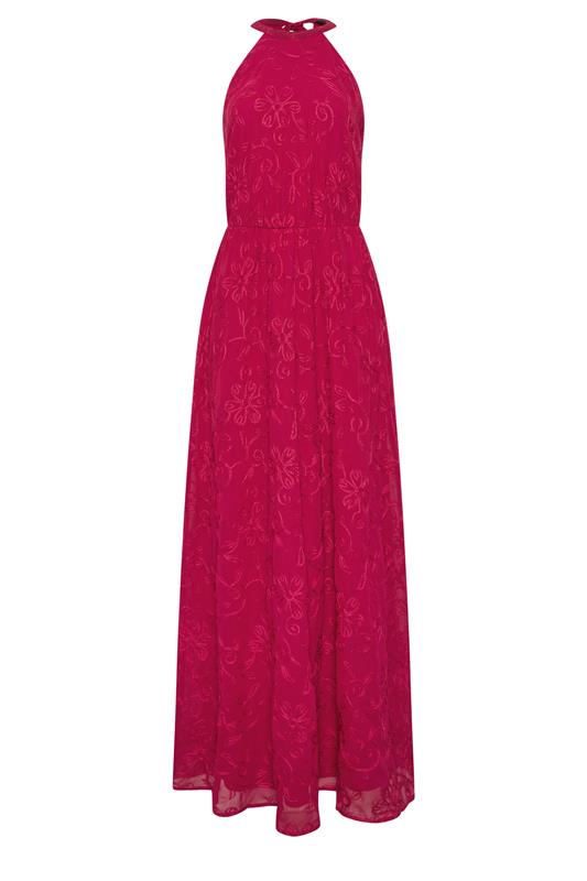 LTS Tall Women's Berry Red Embroidered Halterneck Maxi Dress | Long Tall Sally 6