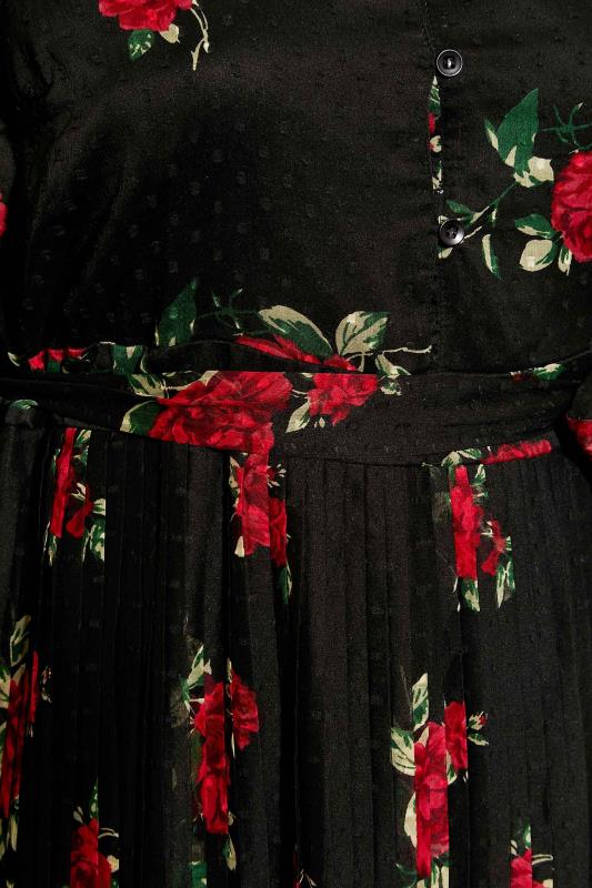 YOURS LONDON Plus Size Black Rose Print Dobby Shirt Dress | Yours Clothing 5