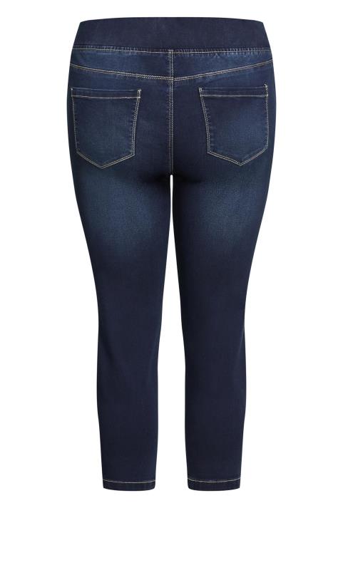 Avenue Blue Dark Wash Pull On Skinny Short Jeans 6