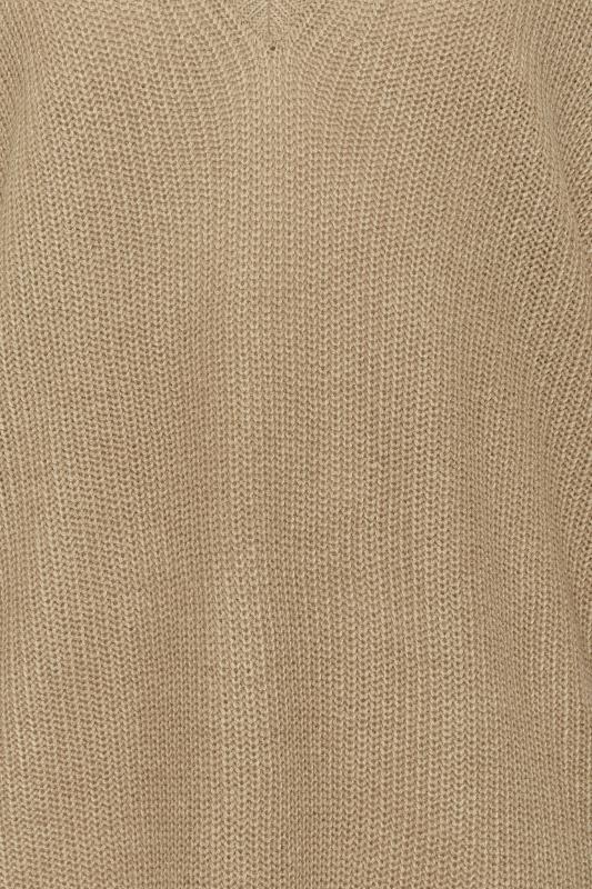 YOURS Plus Size Beige Brown Double V-Neck Jumper | Yours Clothing 5