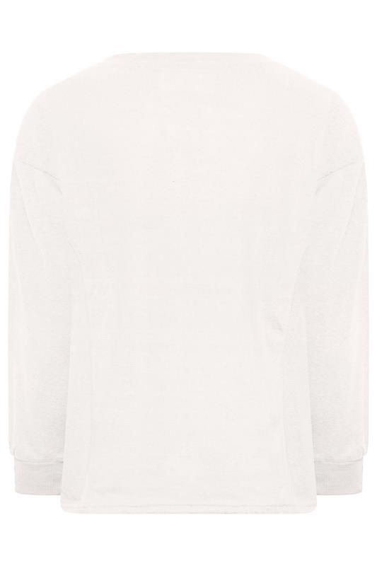 Plus Size White V-Neck Soft Touch Fleece Sweatshirt | Yours Clothing 7