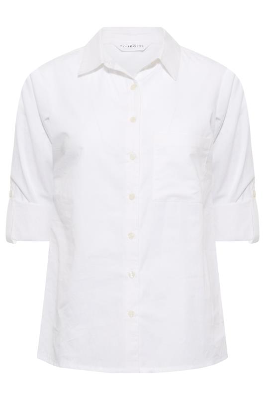 Petite White Oversized Cotton Shirt | PixieGirl 6