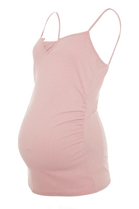 LTS Tall Maternity Blush Pink Ribbed Cami Top_F.jpg