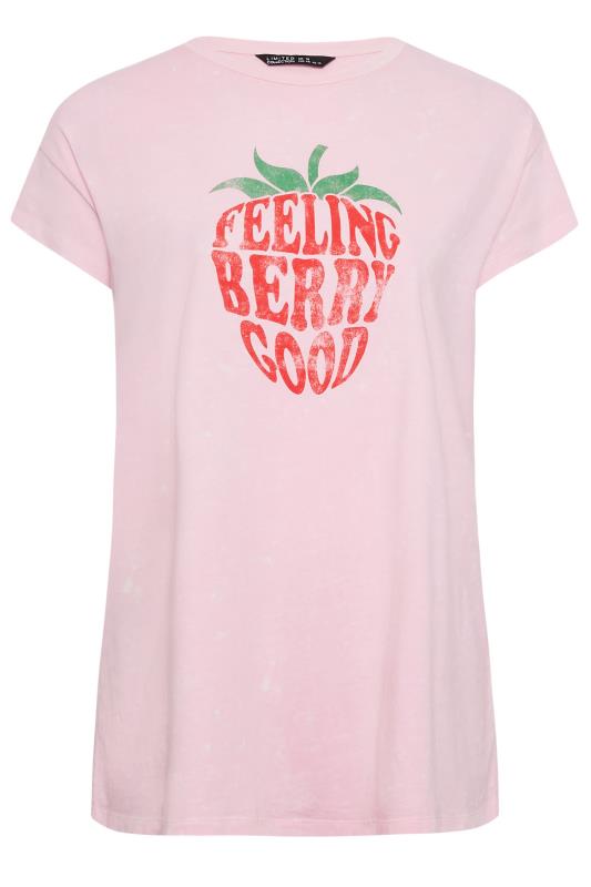 LIMITED COLLECTION Plus Size Pink 'Berry Good' Acid Wash T-Shirt | Yours Clothing 7