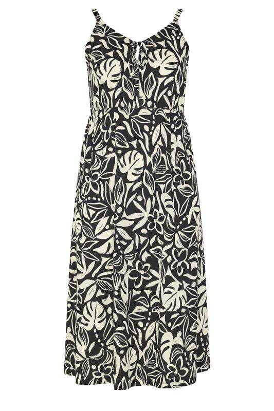 YOURS Plus Size Black Tropical Keyhole Dress | Yours Clothing 5