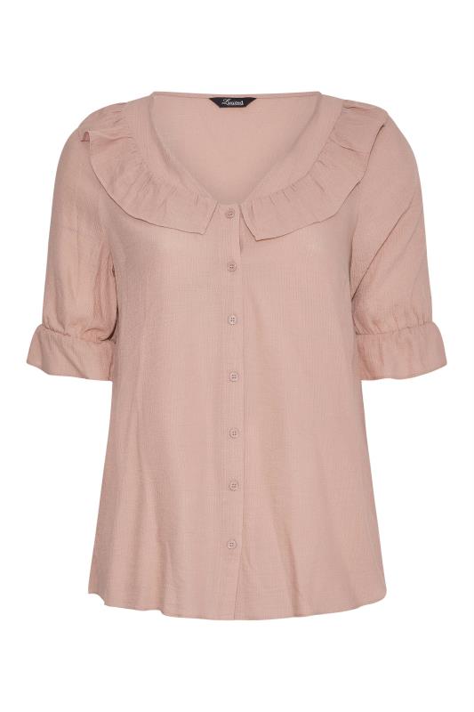LIMITED COLLECTION Curve Beige Button Frill Blouse_X.jpg