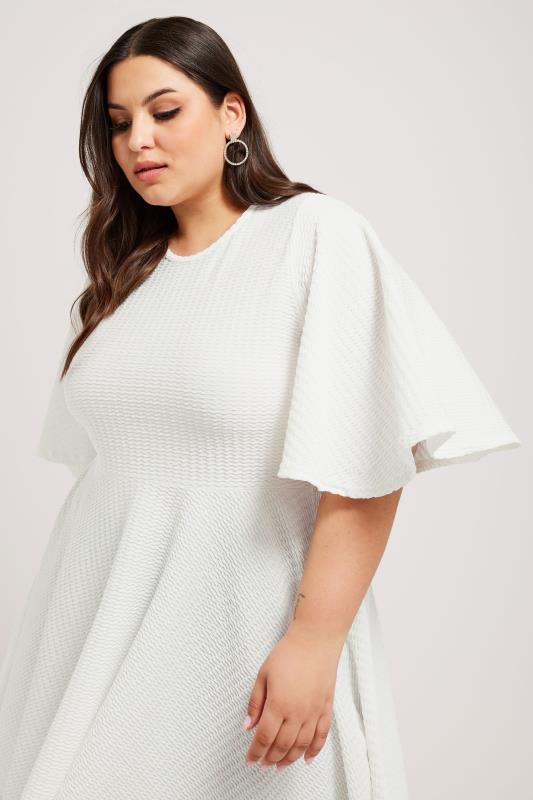 YOURS LONDON Plus Size White Angel Sleeve Jacquard Top | Yours Clothing 4