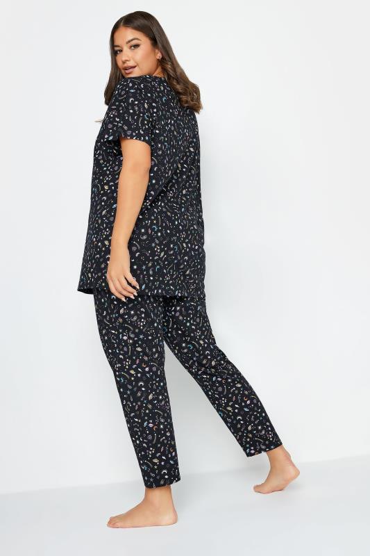YOURS Plus Size Navy Blue Solar Sky Print Pyjama Set | Yours Clothing 4
