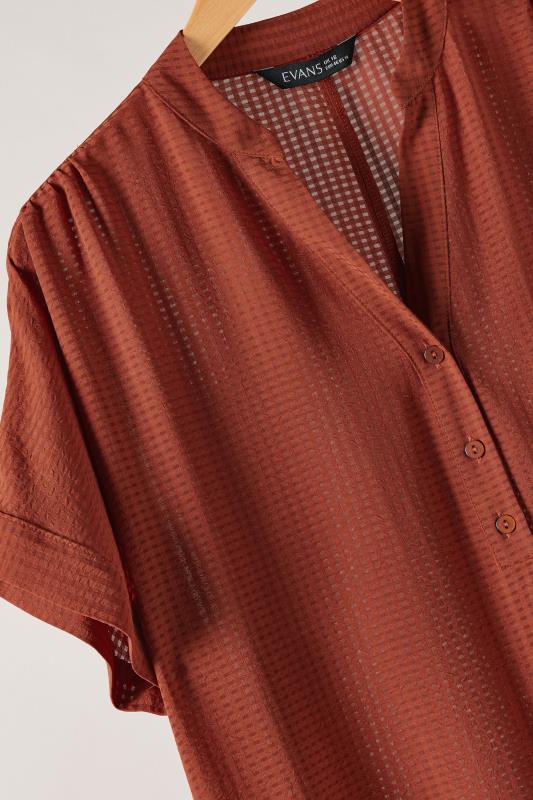 EVANS Plus Size Brown Woven Check Blouse | Evans  7