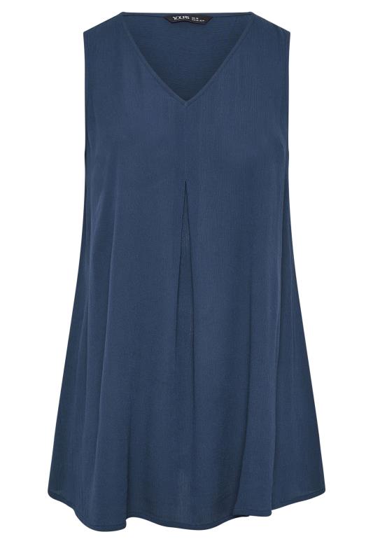 YOURS Plus Size Navy Blue Pleated Vest Top 5