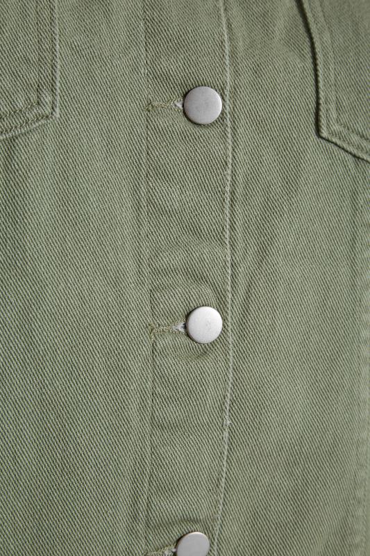 Plus Size Sage Green Sleeveless Denim Jacket | Yours Clothing 5