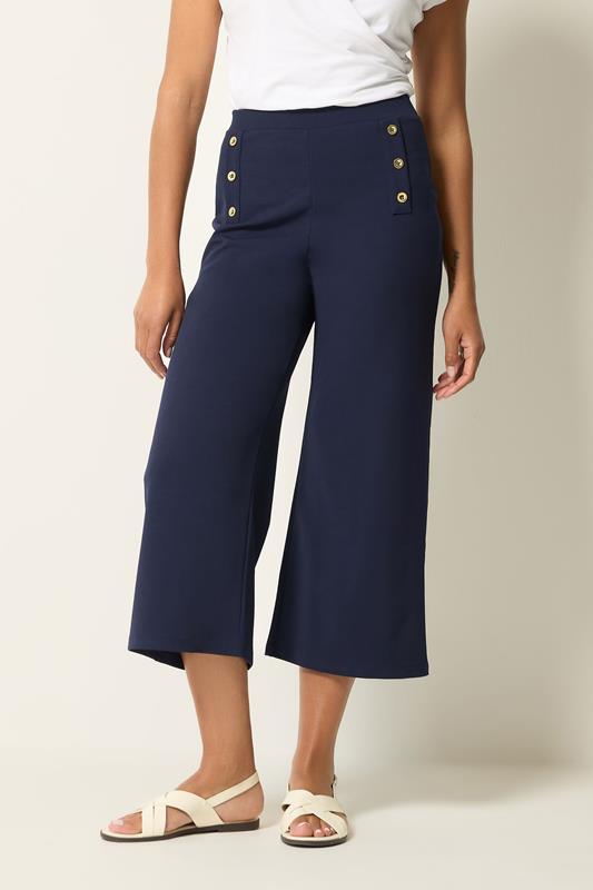  M&Co pantalones capri militares azul marino con botones