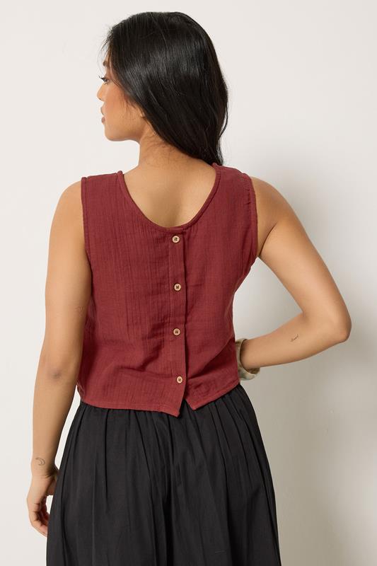 PixieGirl Petite Women's Brick Red Cotton Cheesecloth Top | PixieGirl 4