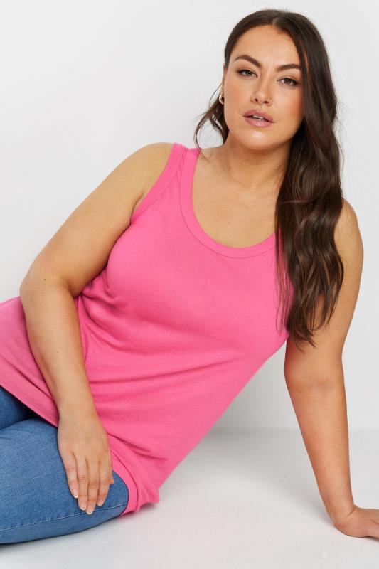 YOURS Plus Size 3 PACK Pink & Blue Vest Tops | Yours Clothing 2