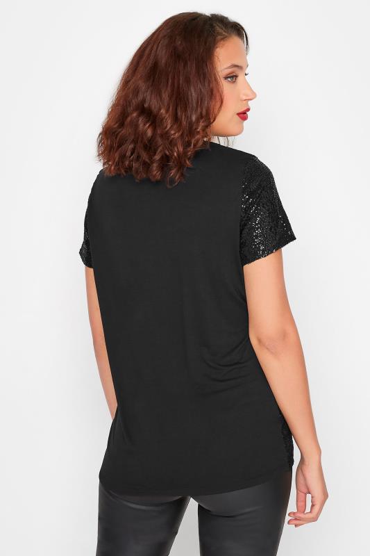 LTS Tall Black Sequin Embellished Boxy T-Shirt | Long Tall Sally 4