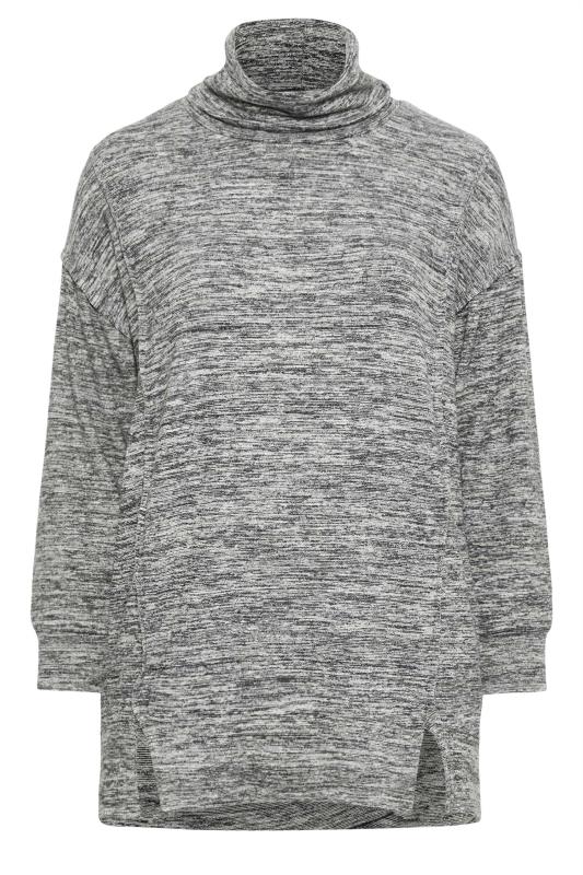 YOURS Plus Size Grey Marl Soft Touch Turtleneck Sweatshirt | Yours Clothing 5