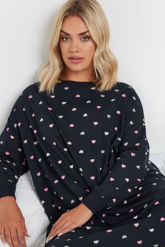 YOURS Plus Size Navy Blue Heart Print Nightdress | Yours Clothing 4