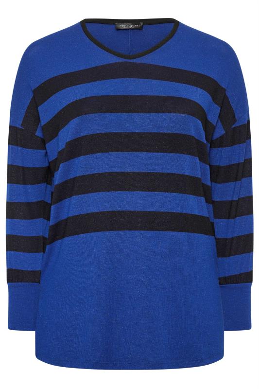 YOURS LUXURY Plus Size Blue Striped Top | Yours Clothing 5