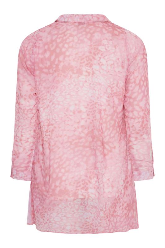 YOURS LONDON Plus Size Pink Leopard Print Chiffon Shirt | Yours Clothing  7
