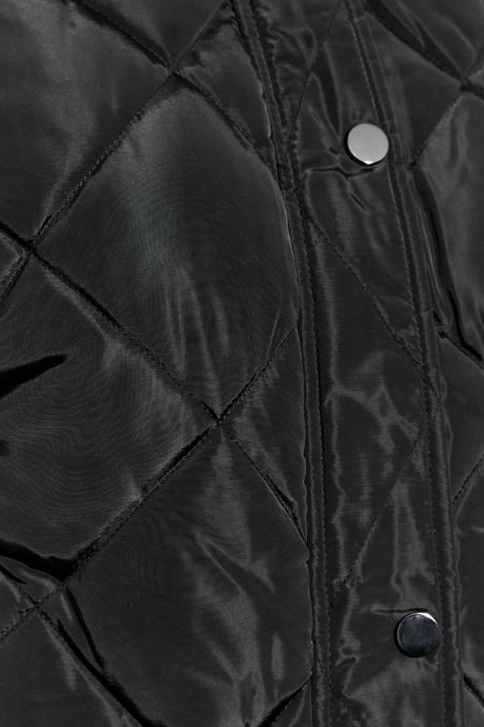 Curve Black Diamond Quilted Midi Puffer Coat | Yours Clothing 5