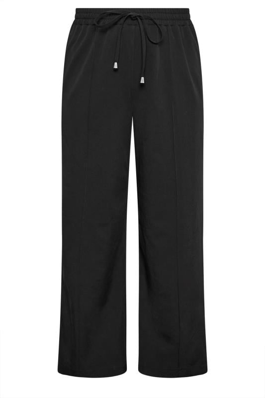 YOURS Plus Size Black Double Side Stripe Wide Leg Trousers | Yours Clothing 7