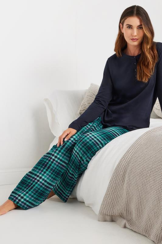 LTS Tall Turquoise Blue Woven Check Pyjama Bottoms | Long Tall Sally 3