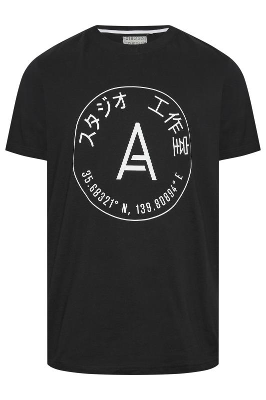 STUDIO A Big & Tall Black Logo Print T-Shirt | BadRhino 3