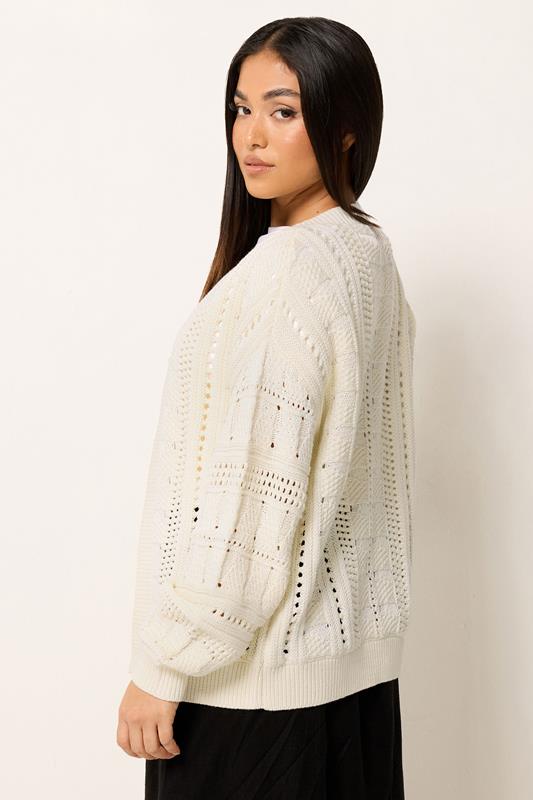 M&Co Petite Cream Crochet Knitted Cardigan | M&Co  2
