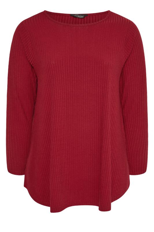 LIMITED COLLECTION Curve Red Long Sleeve Ribbed Top 4