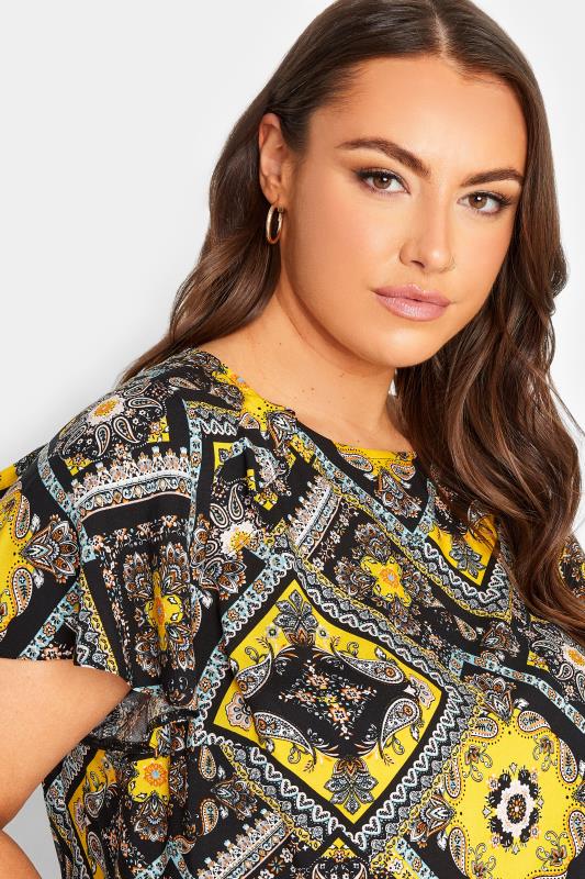 YOURS Plus Size Black Paisley Print Frill Blouse | Yours Clothing 4