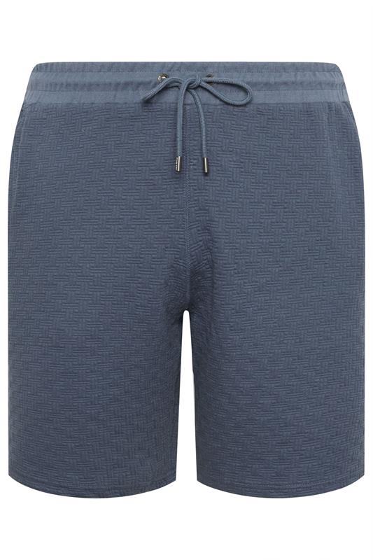 KAM Big & Tall Indigo Blue Jacquard Textured Shorts | BadRhino 2