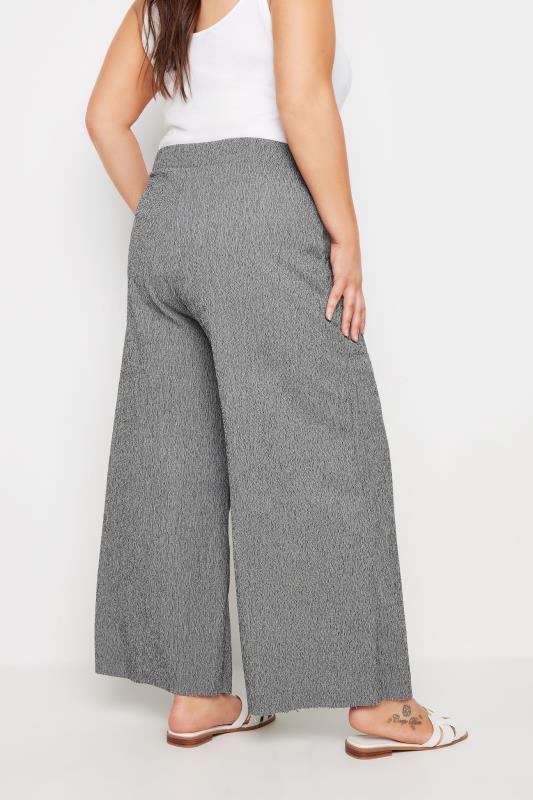 YOURS Plus Size Dark Grey Abstract Print Textured Wide Leg Trousers | Yours Clothing 4