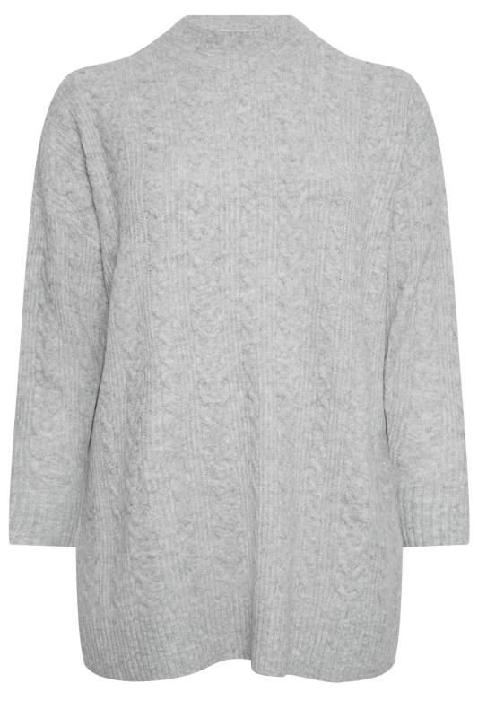 YOURS Plus Size Grey Cable Knit Turtle Neck Jumper | Yours Clothing 5