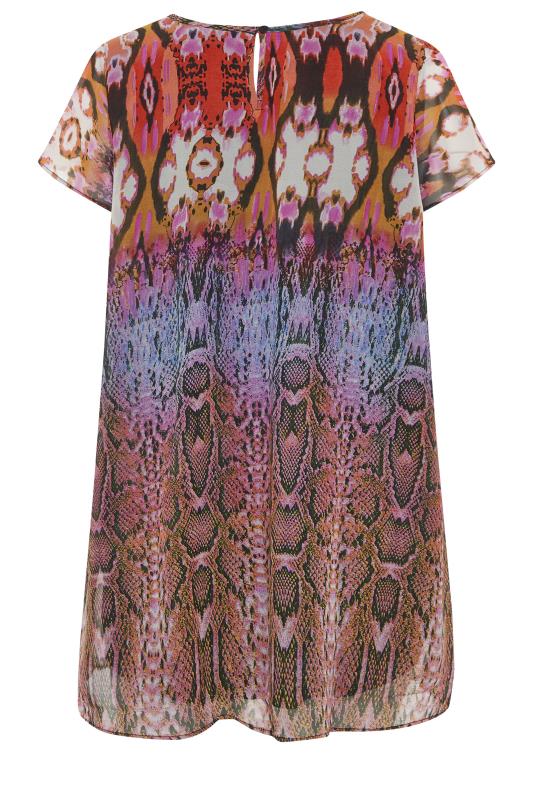 Multicoloured Tie Dye Animal Print Pleat Front Short Sleeve Top_bk.jpg