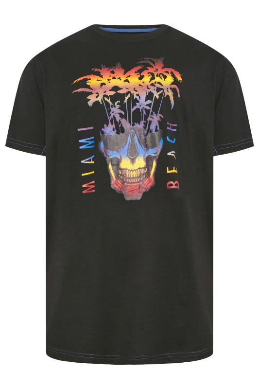 KAM Big & Tall Black 'Miami Beach' Skull Print T-Shirt | BadRhino 2