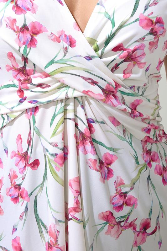 YOURS LONDON Plus Size White Floral Print Wrap Front Top | Yours Clothing 4