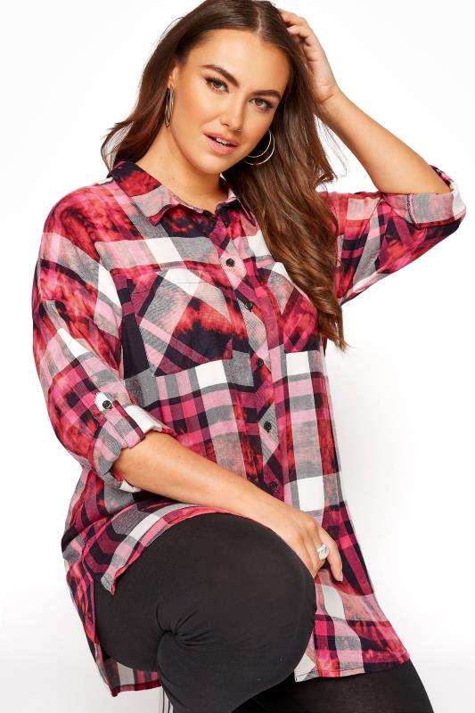 Curve Pink Check Oversized Shirt 4
