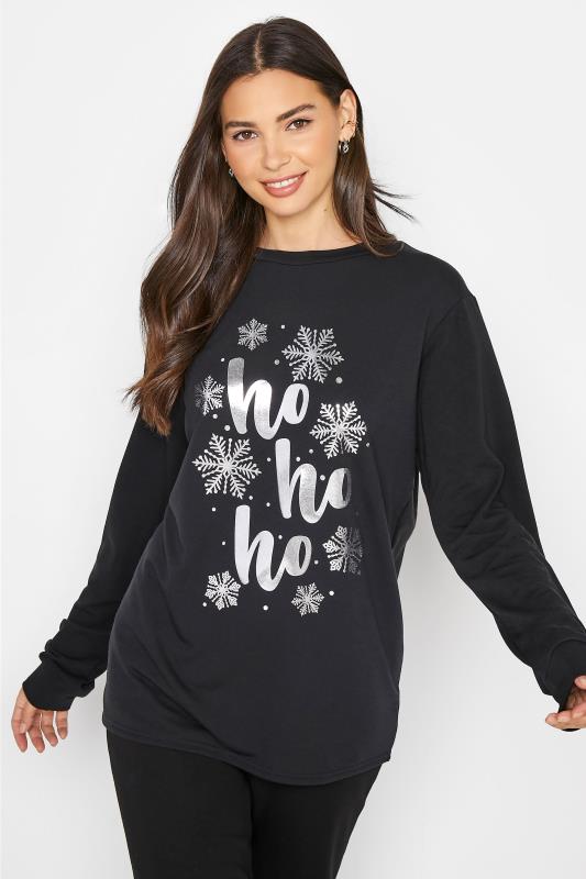 LTS Black 'Ho Ho Ho' Metallic Slogan Christmas Sweatshirt_A.jpg
