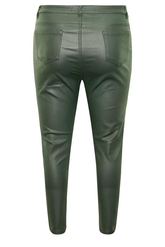 Plus Size Green Coated Skinny Stretch AVA Jeans | Yours Clothing 5