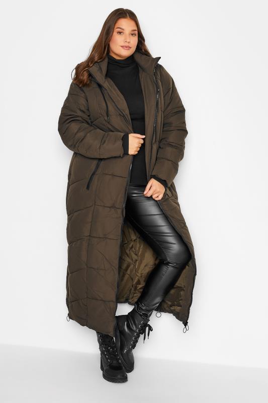 Tall Women's Chocolate Brown Longline Puffer Coat | Long Tall Sally 2