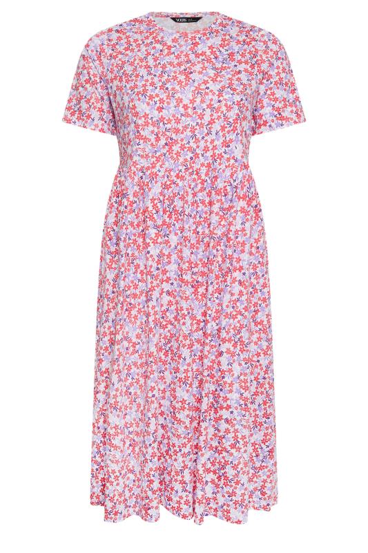 YOURS Plus Size White & Pink Ditsy Floral Pure Cotton Midaxi Dress | Yours Clothing 6